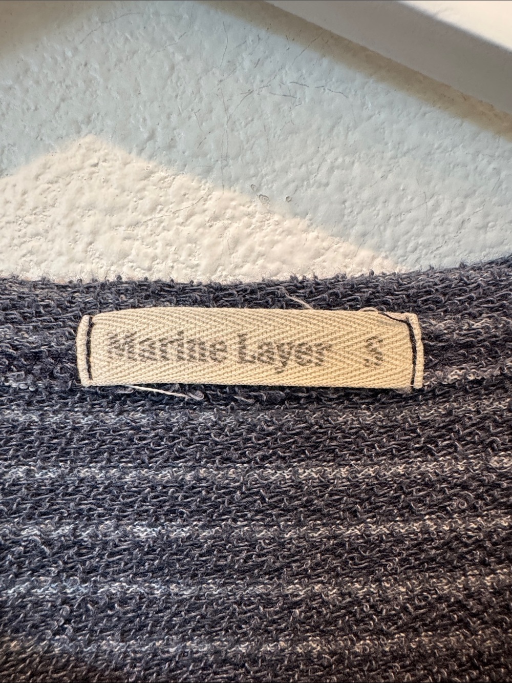 Marine Layer Navy and White Striped Short Sleeve French Terry Tee Small- Preppy - Picture 3 of 11